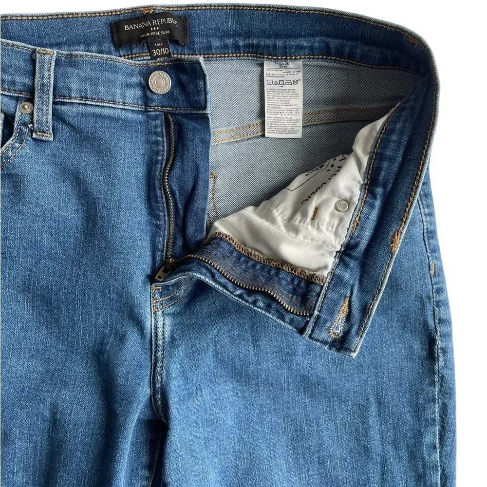 Banana Republic High Rise Slim Denim Jean Blue Size 10 Tall 30L stretch